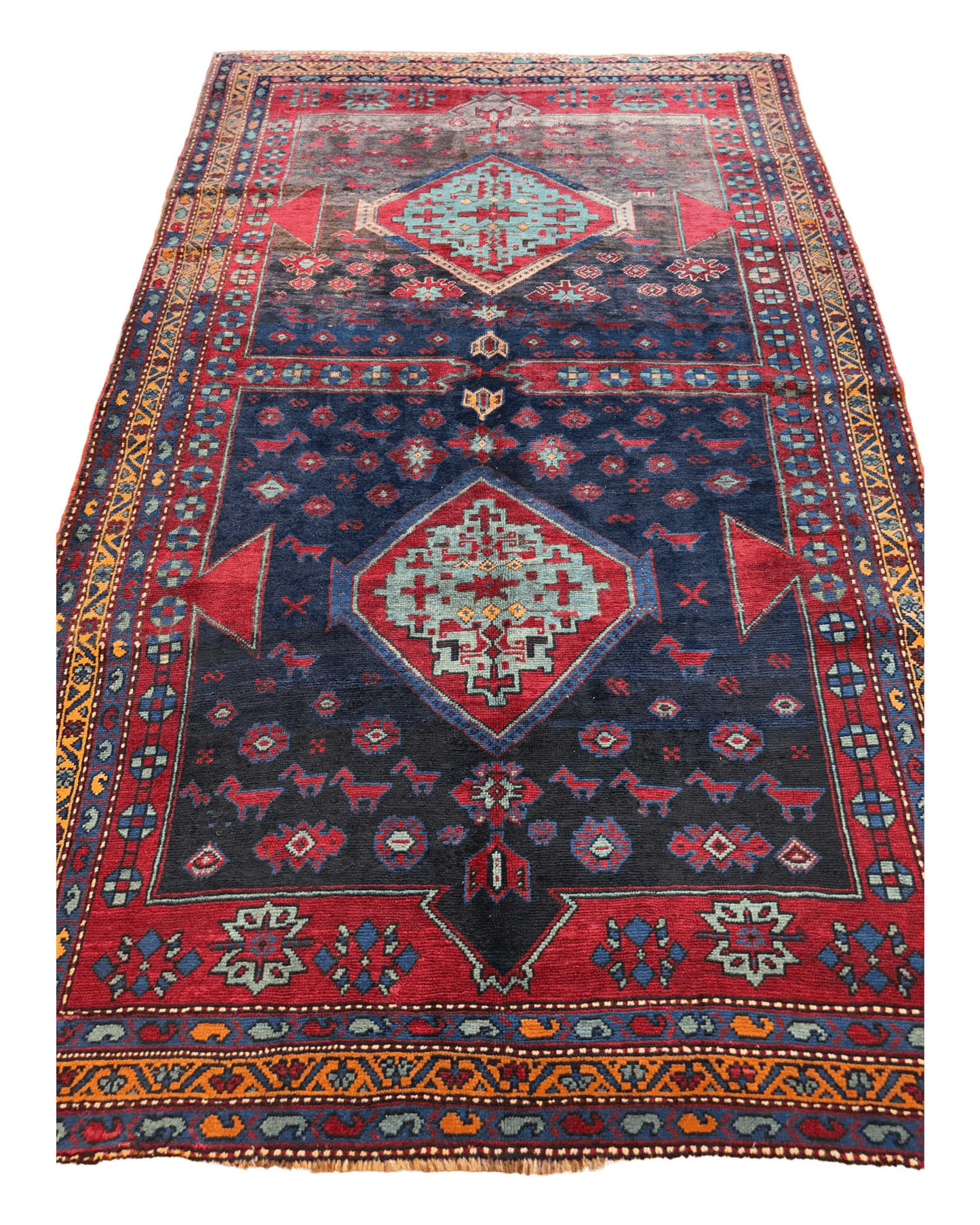 Antique 19th Century Handwoven Kazak Tribal Rug 5’ x 8’ - Tampa Home & Garden Store