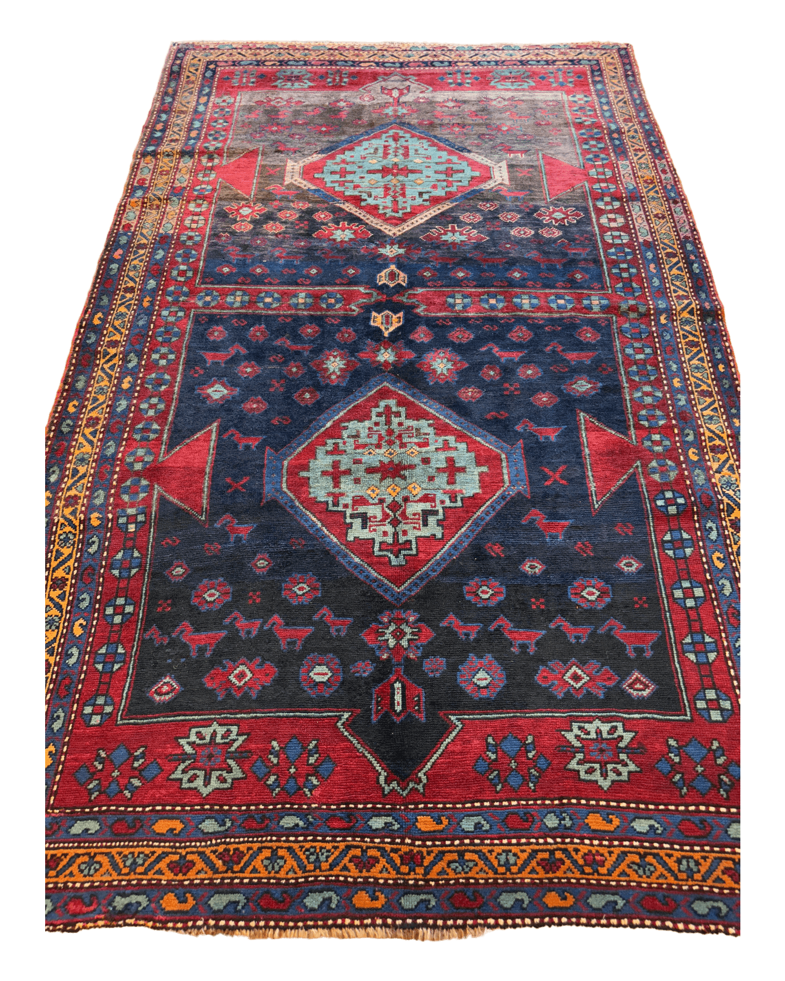 Antique 19th Century Handwoven Kazak Tribal Rug 5’ x 8’ - Tampa Home & Garden Store