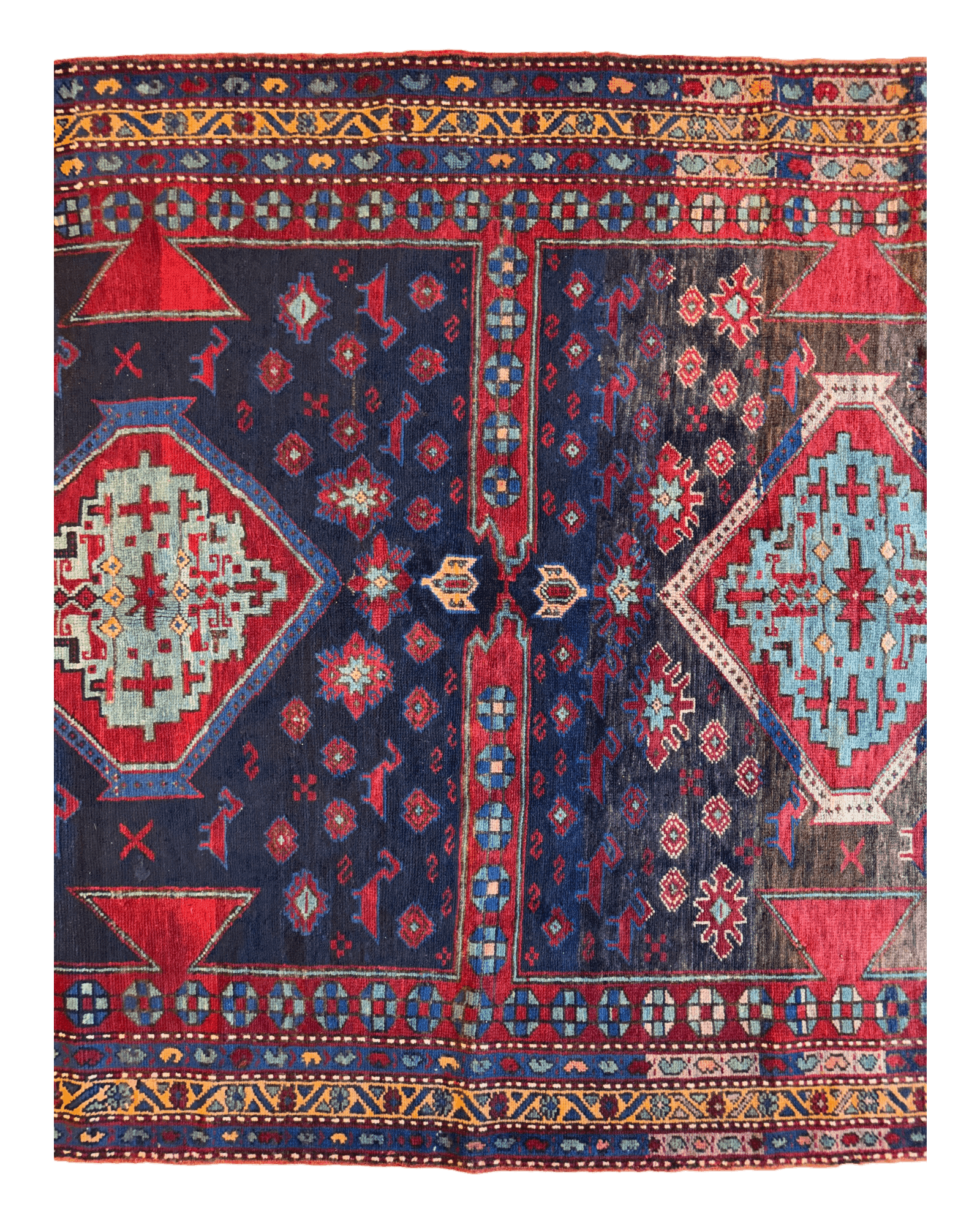 Antique 19th Century Handwoven Kazak Tribal Rug 5’ x 8’ - Tampa Home & Garden Store