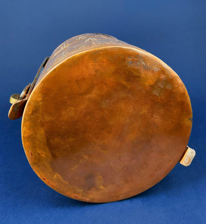 Antique 19th-century Copper and Brass Turkish 4 Stacking Bowls Lunch Box with Handle. Vintage Gifts. - Tampa Home & Garden Store