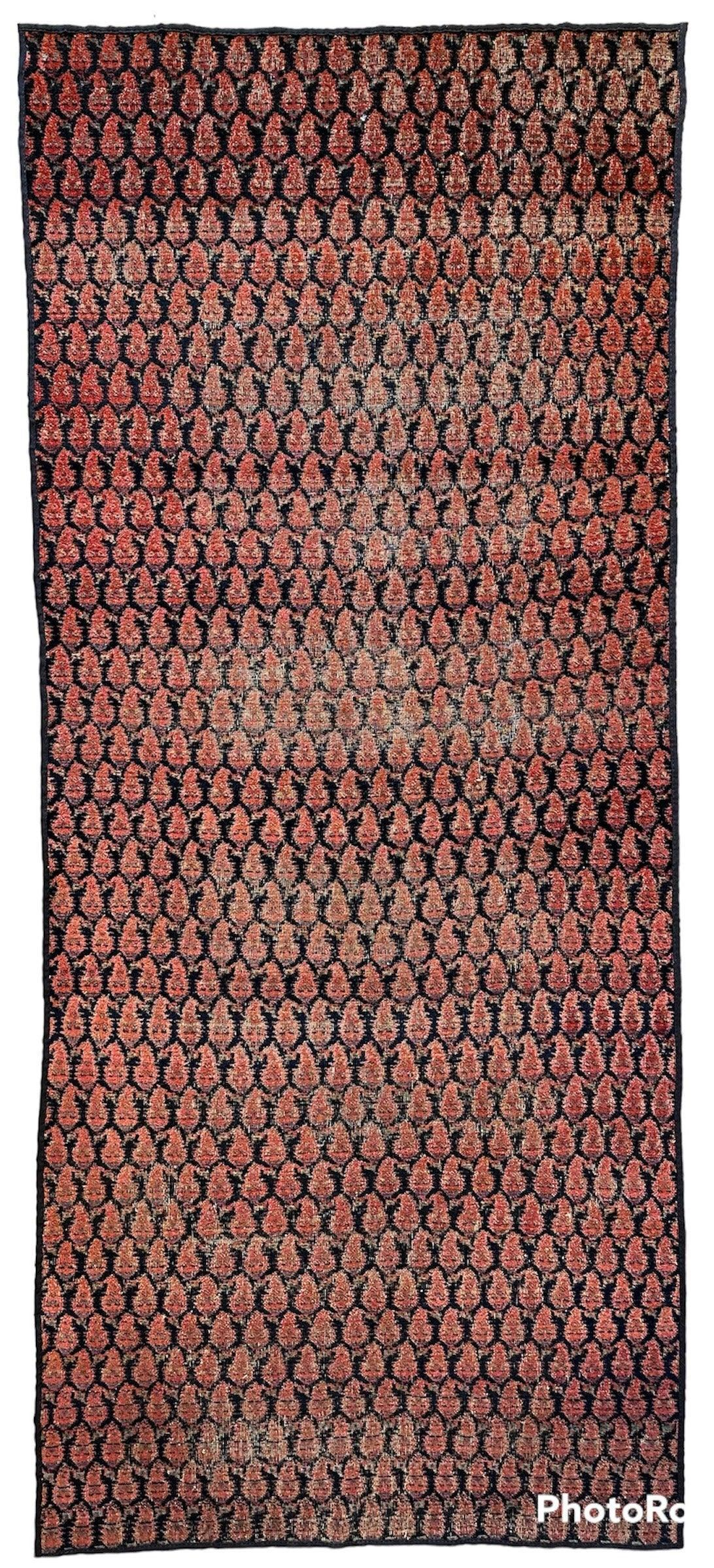 Antique All Over Paisley Kurdish Afshar Fragment Runner 3’3” x 7’7” - Tampa Home & Garden Store