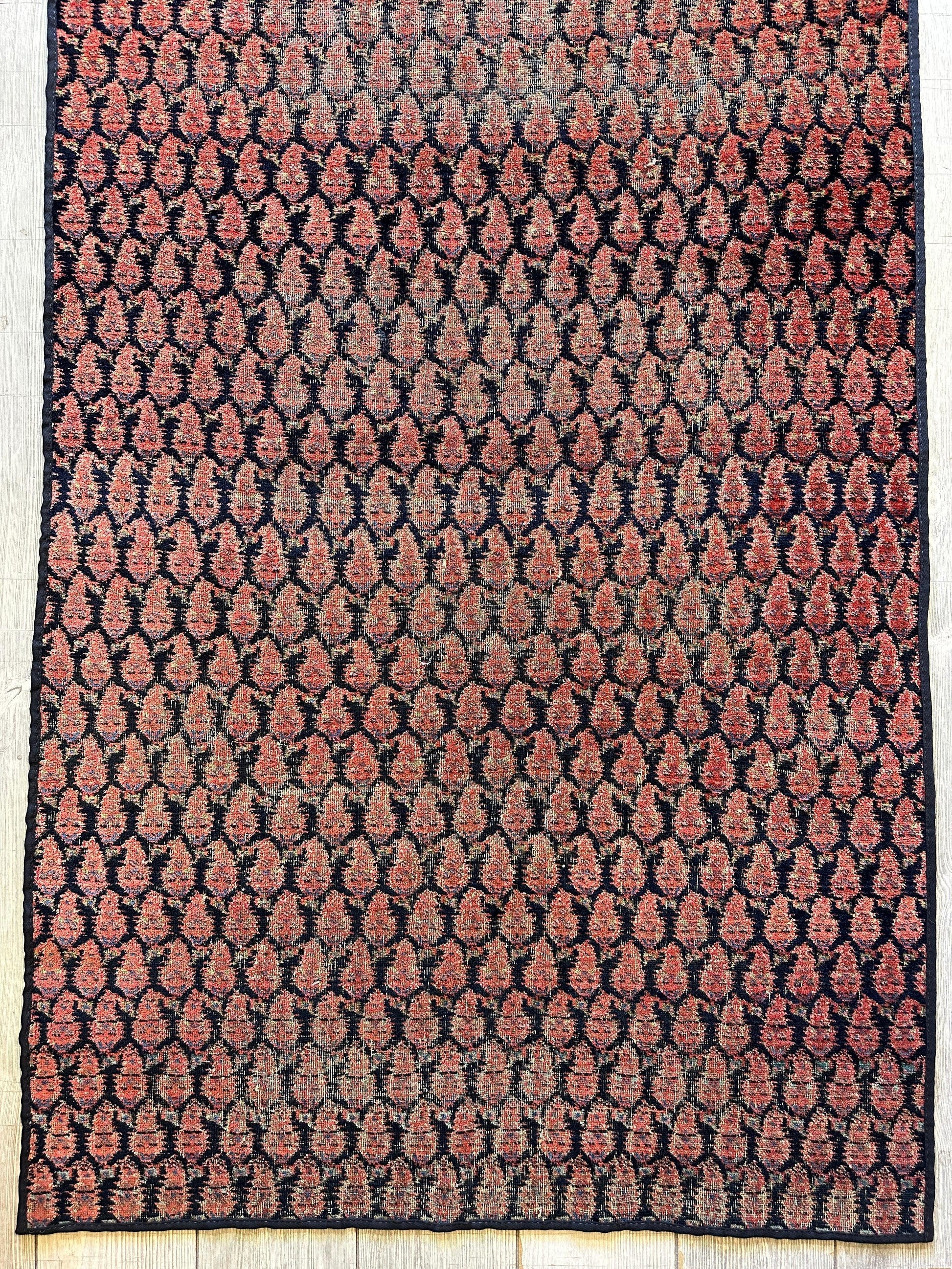 Antique All Over Paisley Kurdish Afshar Fragment Runner 3’3” x 7’7” - Tampa Home & Garden Store