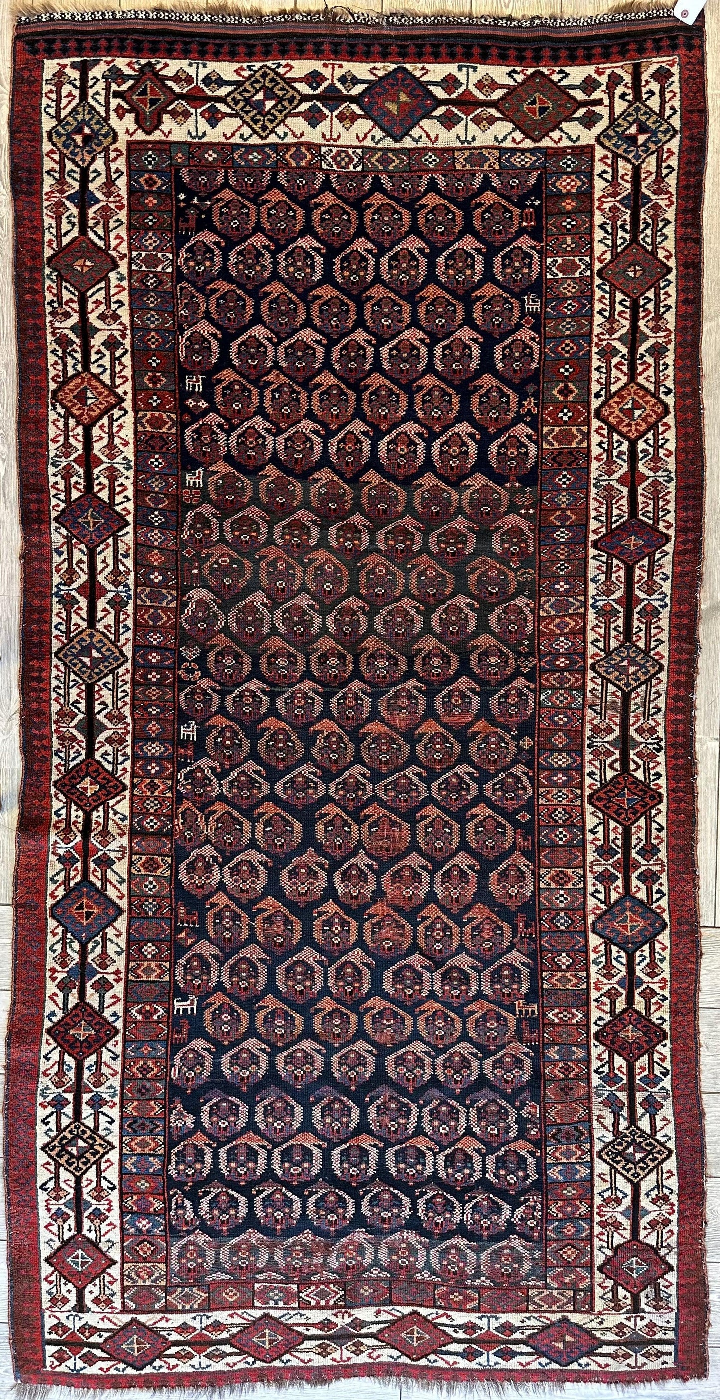 Antique All Over Paisley Kurdish Afshar Rug 4’5” x 8’11” - Tampa Home & Garden Store