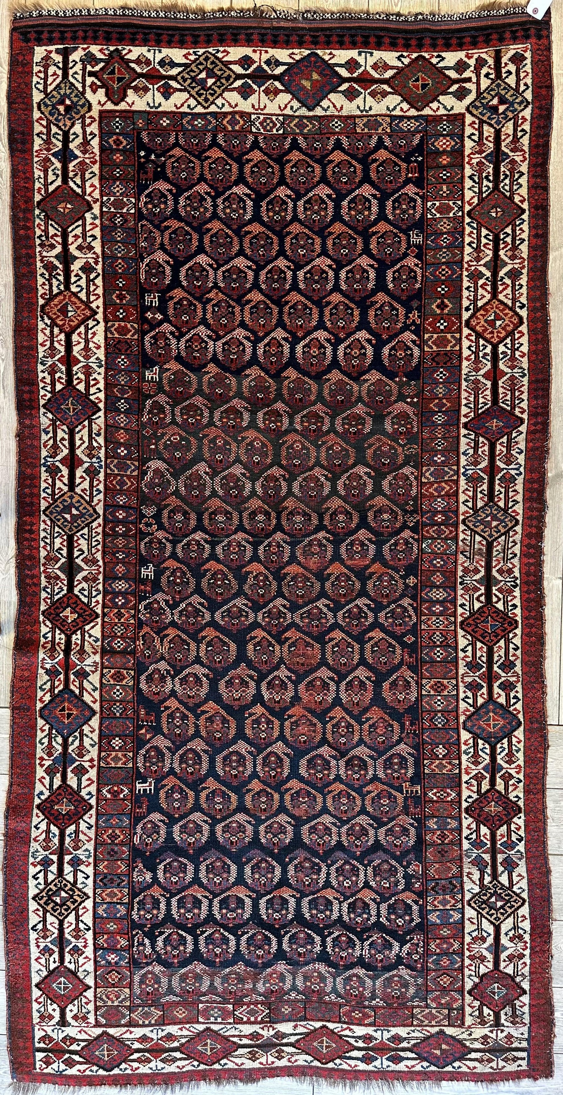 Antique All Over Paisley Kurdish Afshar Rug 4’5” x 8’11” - Tampa Home & Garden Store