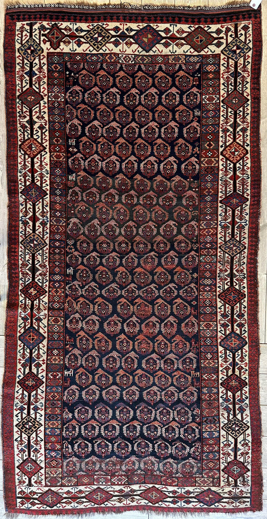 Antique All Over Paisley Kurdish Afshar Rug 4’5” x 8’11” - Tampa Home & Garden Store