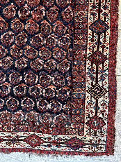 Antique All Over Paisley Kurdish Afshar Rug 4’5” x 8’11” - Tampa Home & Garden Store