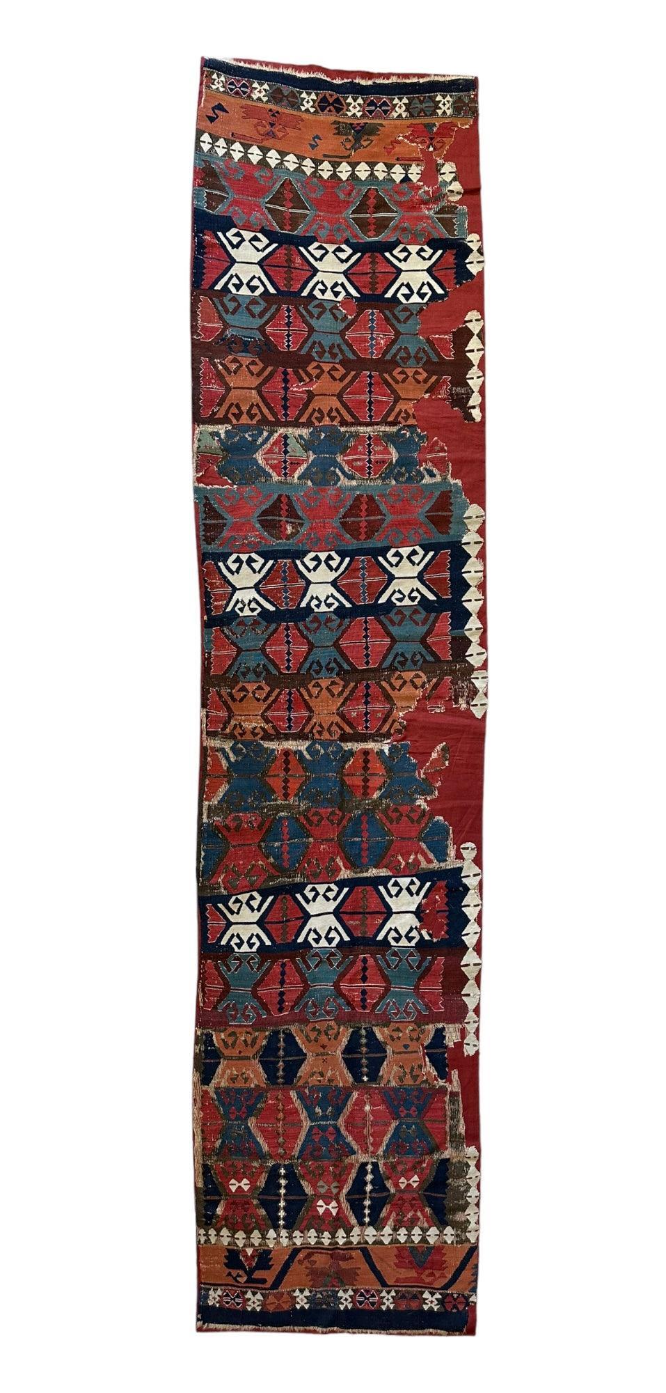 Antique Anatolian Long Kilim Fragment | 19th Century Hand-Woven Wool - Tampa Home & Garden Store