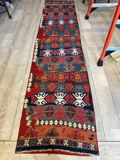 Antique Anatolian Long Kilim Fragment | 19th Century Hand-Woven Wool - Tampa Home & Garden Store
