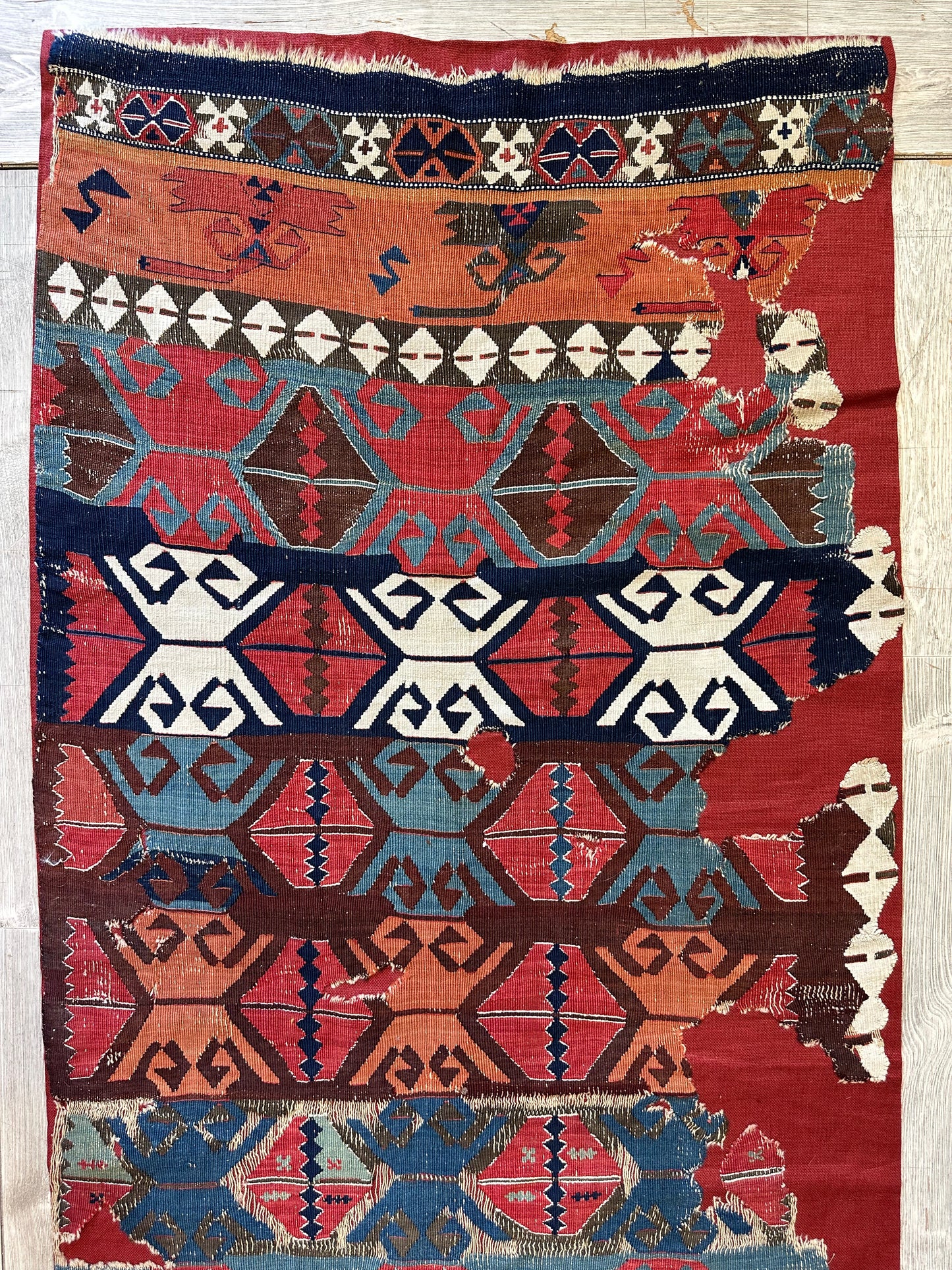 Antique Anatolian Long Kilim Fragment | 19th Century Hand-Woven Wool - Tampa Home & Garden Store