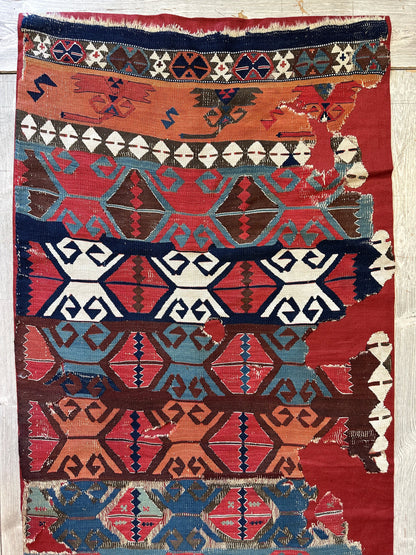 Antique Anatolian Long Kilim Fragment | 19th Century Hand-Woven Wool - Tampa Home & Garden Store