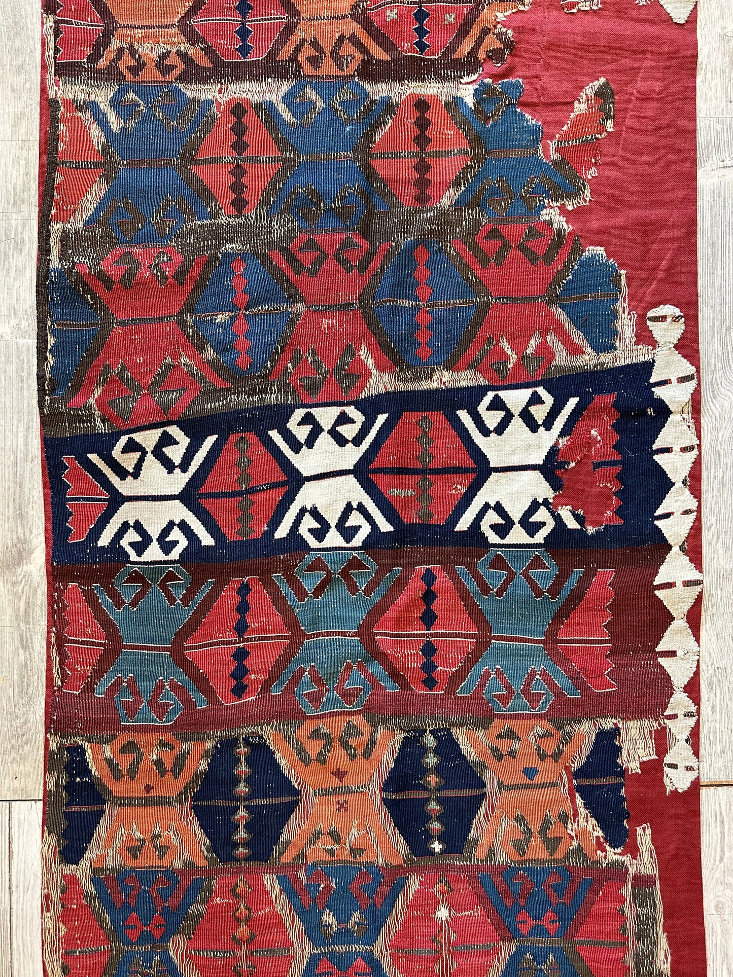 Antique Anatolian Long Kilim Fragment | 19th Century Hand-Woven Wool - Tampa Home & Garden Store