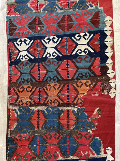 Antique Anatolian Long Kilim Fragment | 19th Century Hand-Woven Wool - Tampa Home & Garden Store