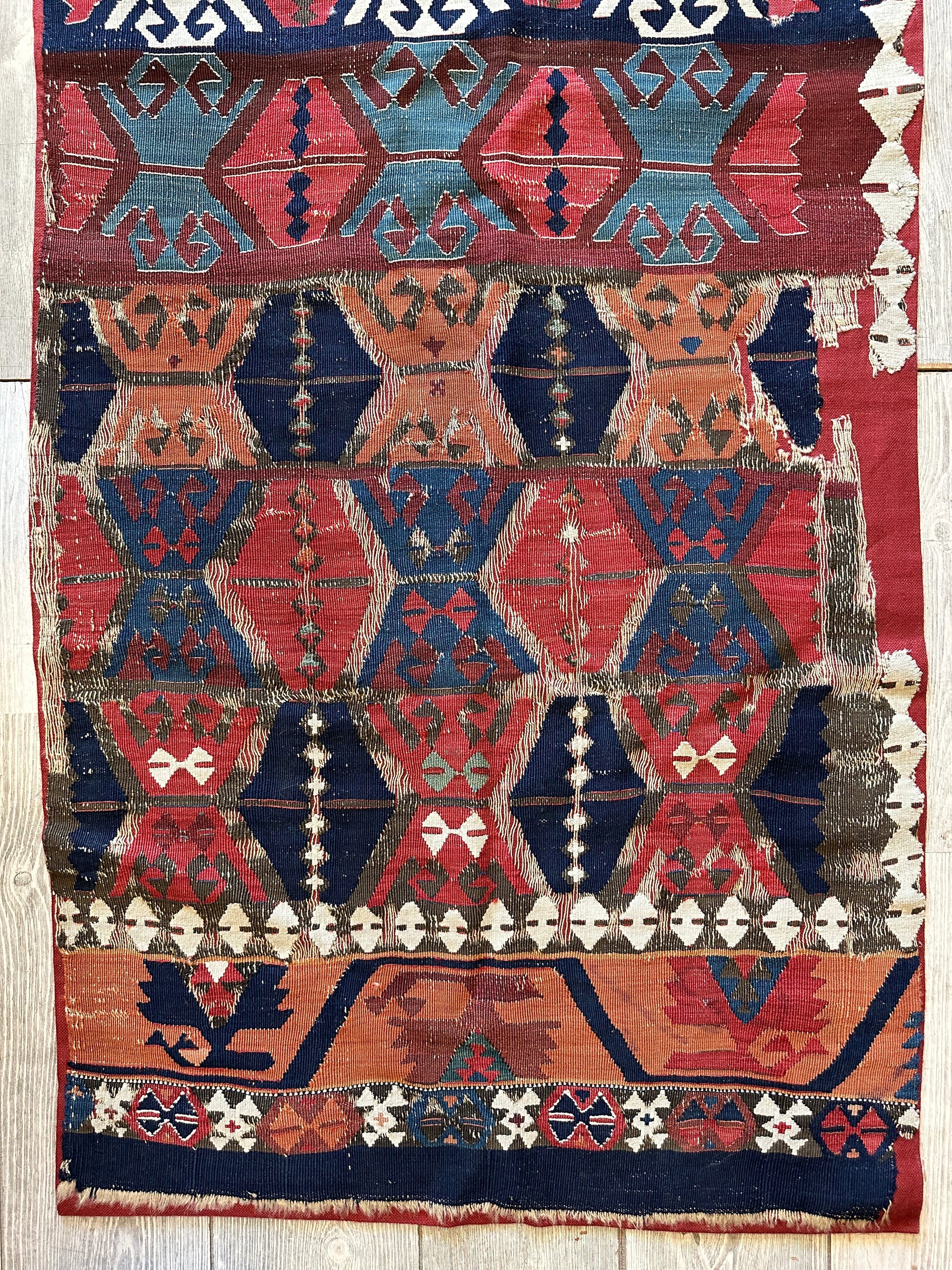 Antique Anatolian Long Kilim Fragment | 19th Century Hand-Woven Wool - Tampa Home & Garden Store