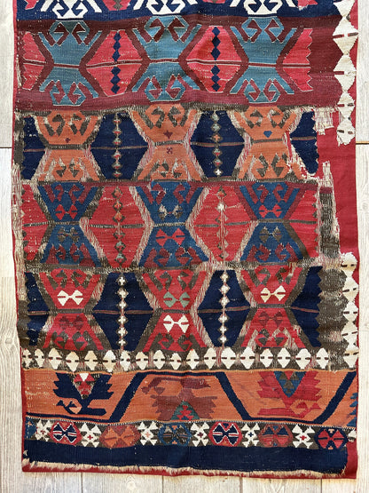 Antique Anatolian Long Kilim Fragment | 19th Century Hand-Woven Wool - Tampa Home & Garden Store