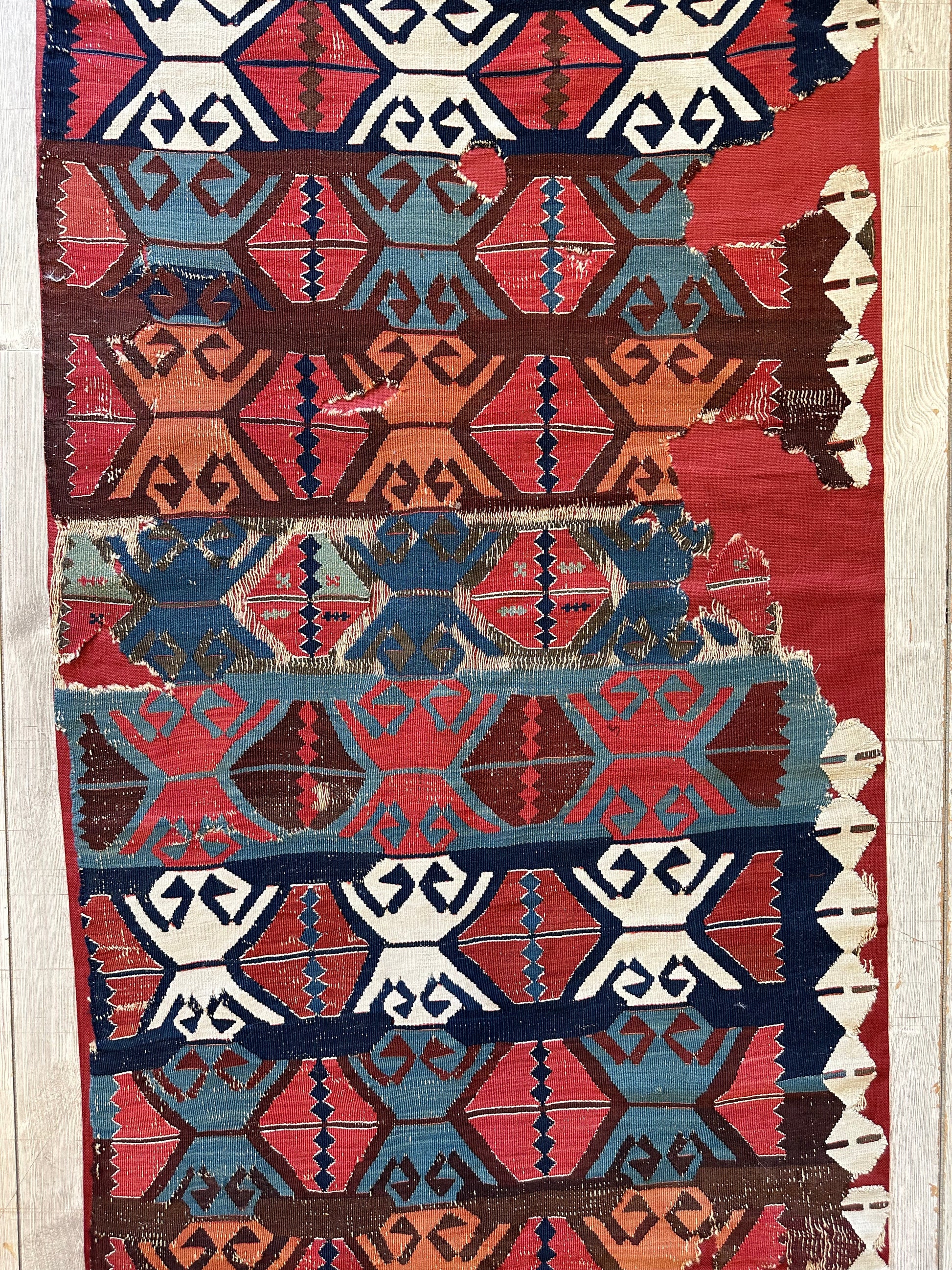 Antique Anatolian Long Kilim Fragment | 19th Century Hand-Woven Wool - Tampa Home & Garden Store