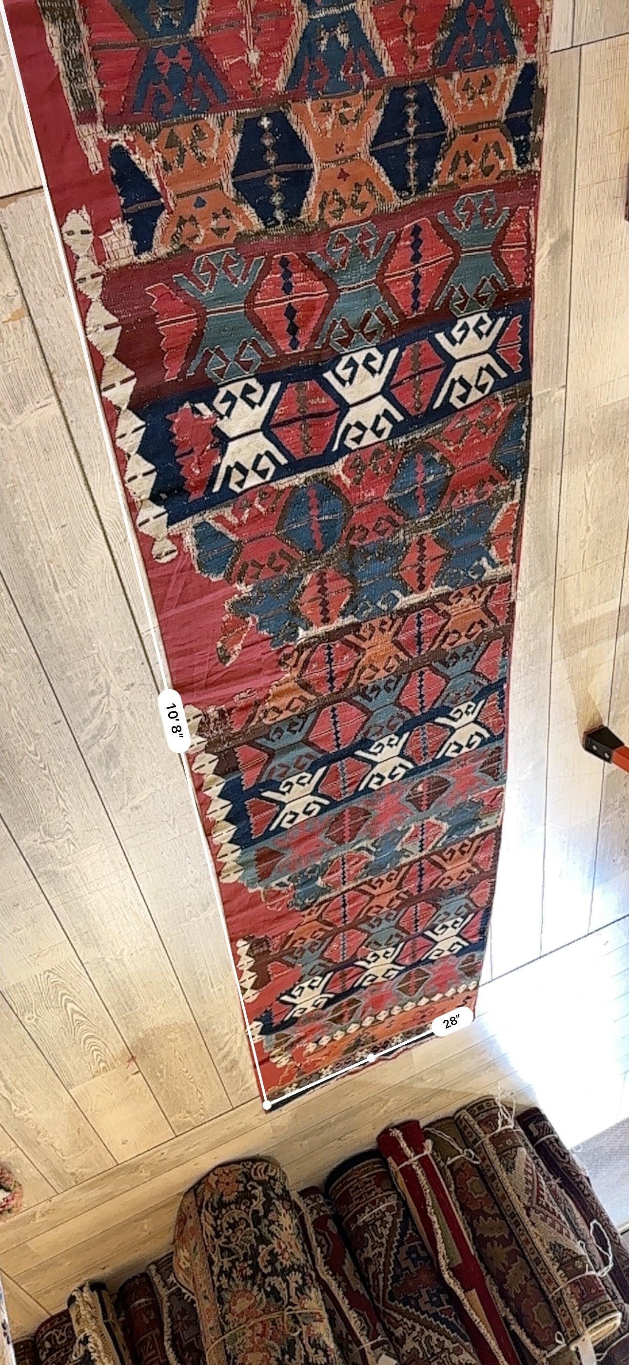 Antique Anatolian Long Kilim Fragment | 19th Century Hand-Woven Wool - Tampa Home & Garden Store