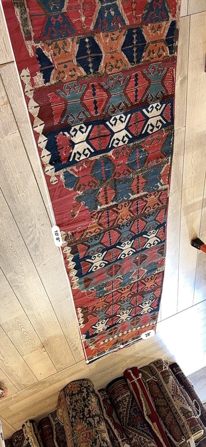 Antique Anatolian Long Kilim Fragment | 19th Century Hand-Woven Wool - Tampa Home & Garden Store