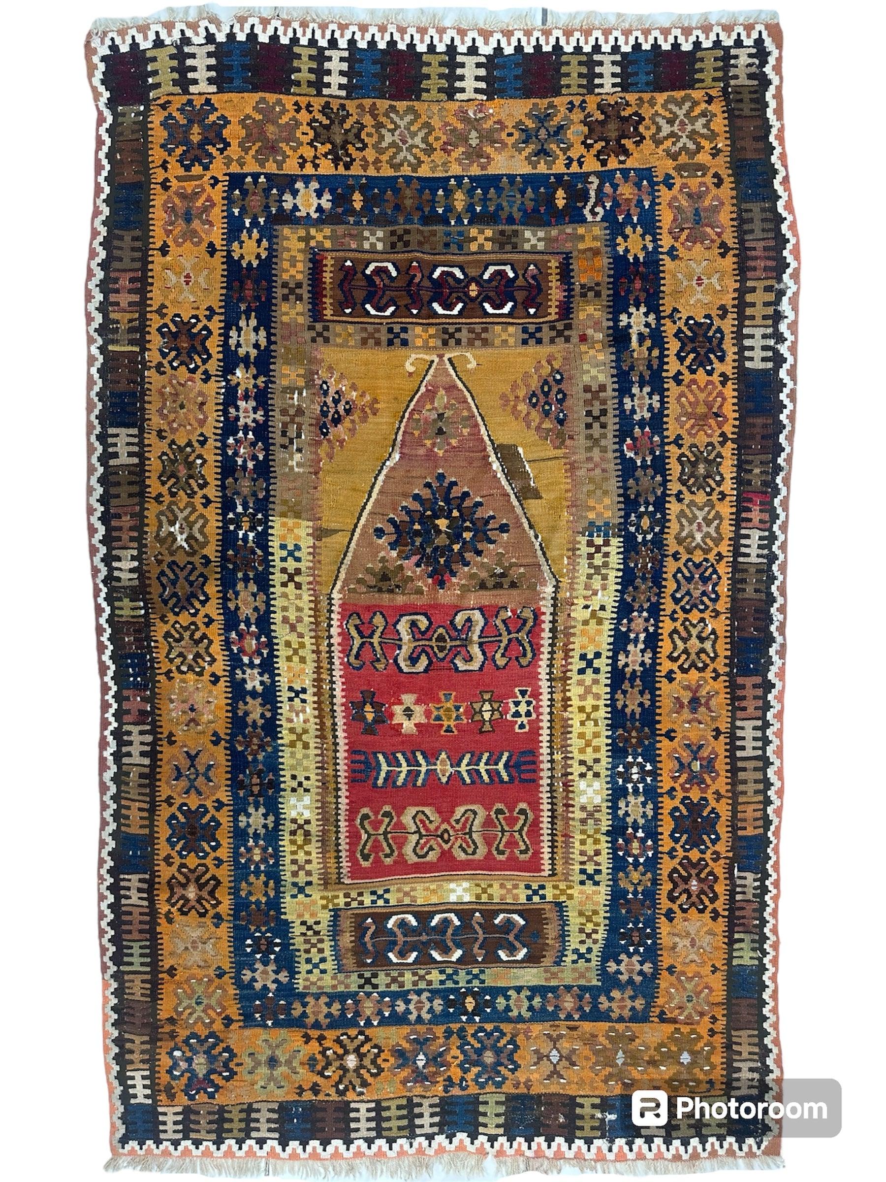 Antique Anatolian Wool Prayer Rug 4’ x 6’6” - Tampa Home & Garden Store