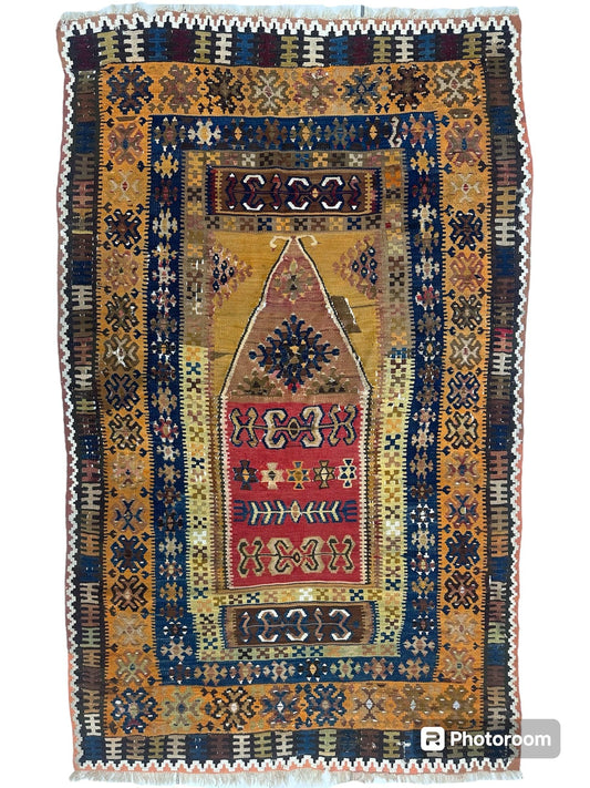 Antique Anatolian Wool Prayer Rug 4’ x 6’6” - Tampa Home & Garden Store