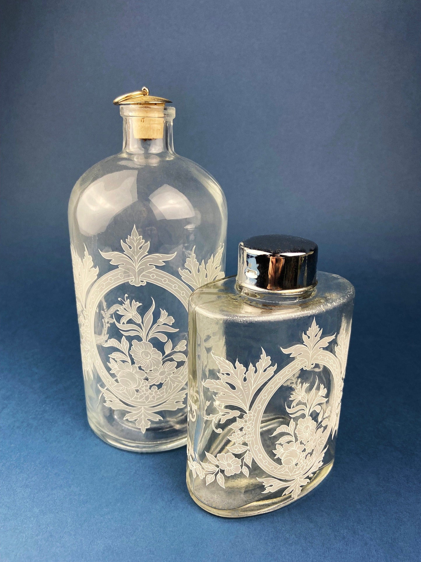 Antique Apothecary Perfume Bottles. Set of 2 Victorian Rose Water Bottles. Beautifully Detailed Collectible Bottles. Vintage Gifts. - Tampa Home & Garden Store