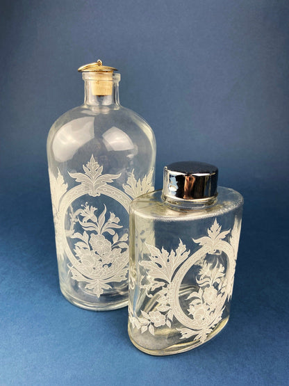 Antique Apothecary Perfume Bottles. Set of 2 Victorian Rose Water Bottles. Beautifully Detailed Collectible Bottles. Vintage Gifts. - Tampa Home & Garden Store