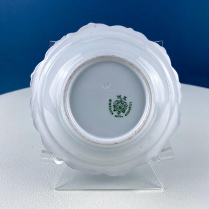 Antique Austrian Hand Painted Porcelain Serving Bowl with Matching Salad Dessert Bowls. Rose Motif Ornate Scalloped Edge. Dining Room Decor. - Tampa Home & Garden Store