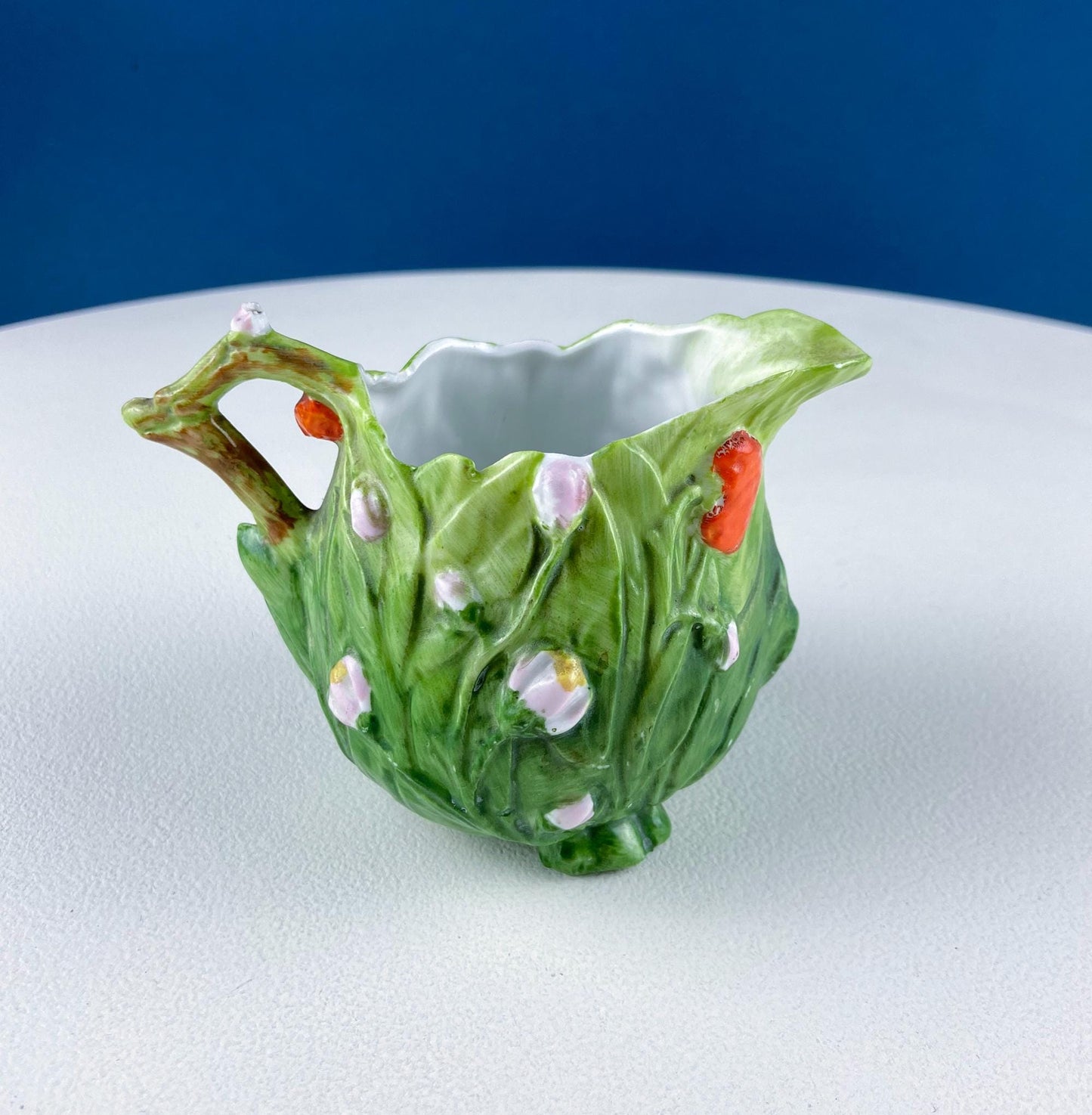 Antique Bisque Porcelain Pitcher Creamer Jug Covered in 3D Flowers and Berries. Bavaria Royal Bayreuth Modern Farmhouse. Dining Room Decor. - Tampa Home & Garden Store