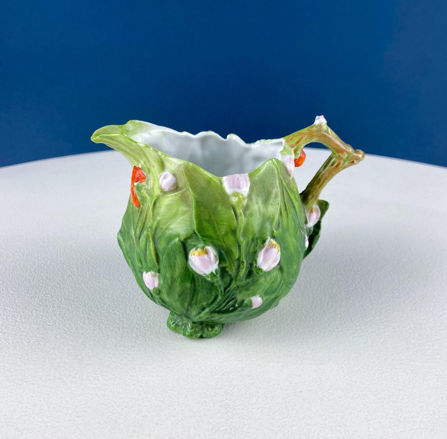 Antique Bisque Porcelain Pitcher Creamer Jug Covered in 3D Flowers and Berries. Bavaria Royal Bayreuth Modern Farmhouse. Dining Room Decor. - Tampa Home & Garden Store