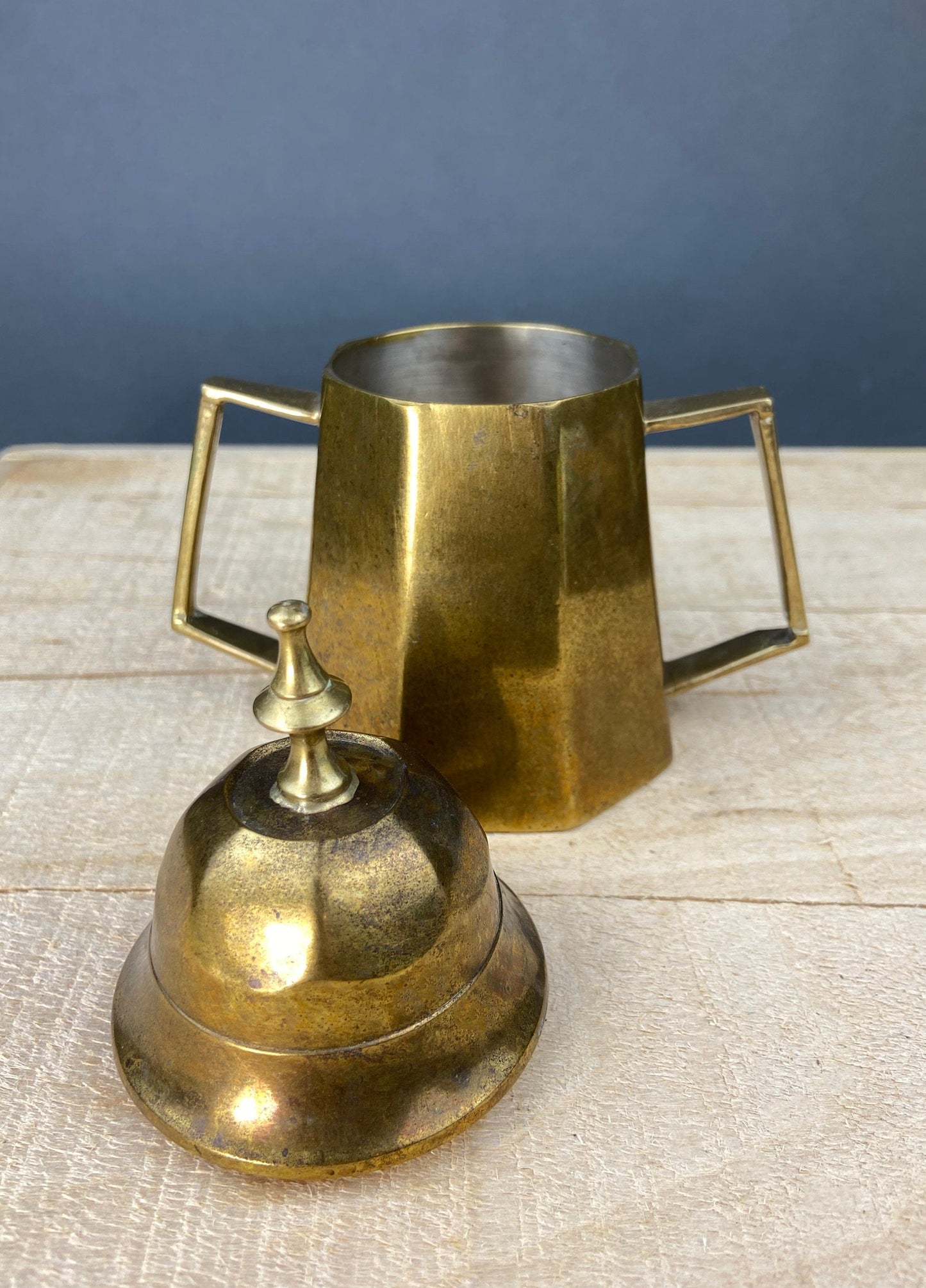 Antique Brass Creamer and Sugar Dish. Heavy Brass Containers with Handles. Kitchen Accessories. - Tampa Home & Garden Store
