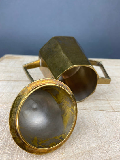 Antique Brass Creamer and Sugar Dish. Heavy Brass Containers with Handles. Kitchen Accessories. - Tampa Home & Garden Store