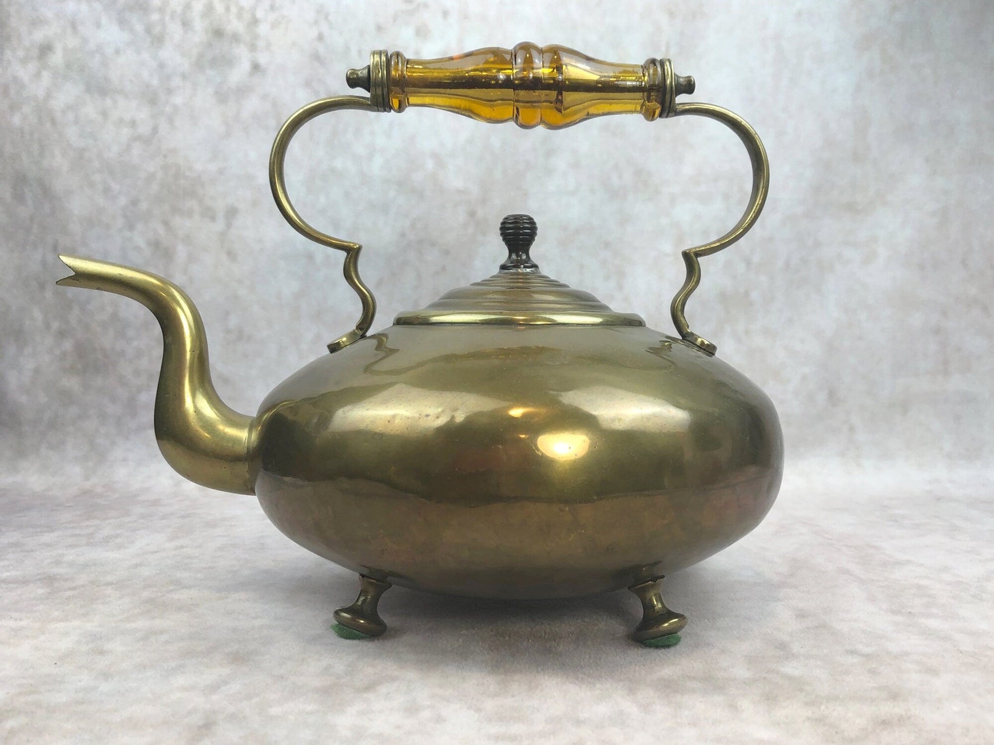 Antique Brass Teapot or Kettle or Coffee Pot with Glass Handle. Kettle Pot with Feet for Home Decor. - Tampa Home & Garden Store