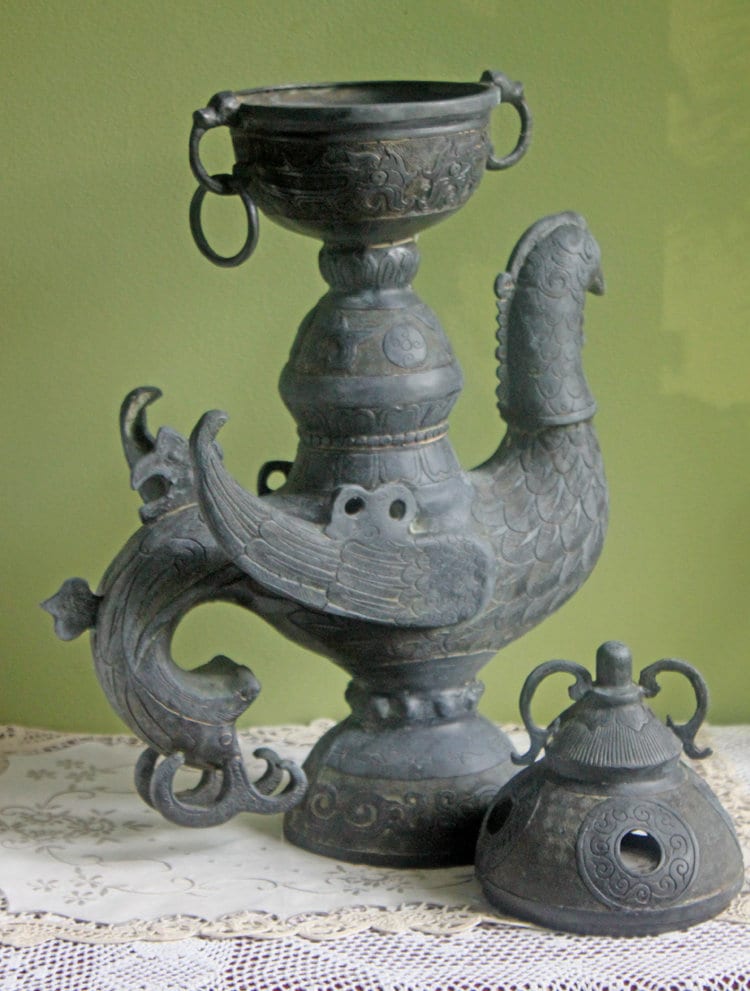 Antique Bronze Incense Burner. Asian Ritual Vessel. 18th-19th Century China Large Incense Burner in Shape of Bird. Museum Quality Artifact. - Tampa Home & Garden Store