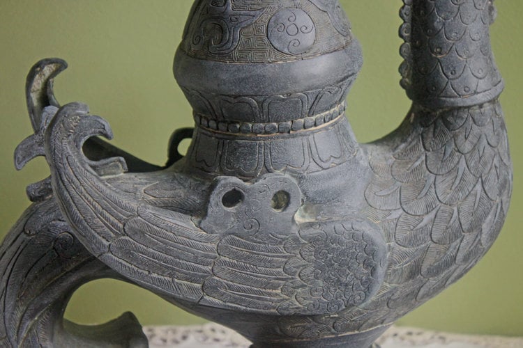 Antique Bronze Incense Burner. Asian Ritual Vessel. 18th-19th Century China Large Incense Burner in Shape of Bird. Museum Quality Artifact. - Tampa Home & Garden Store