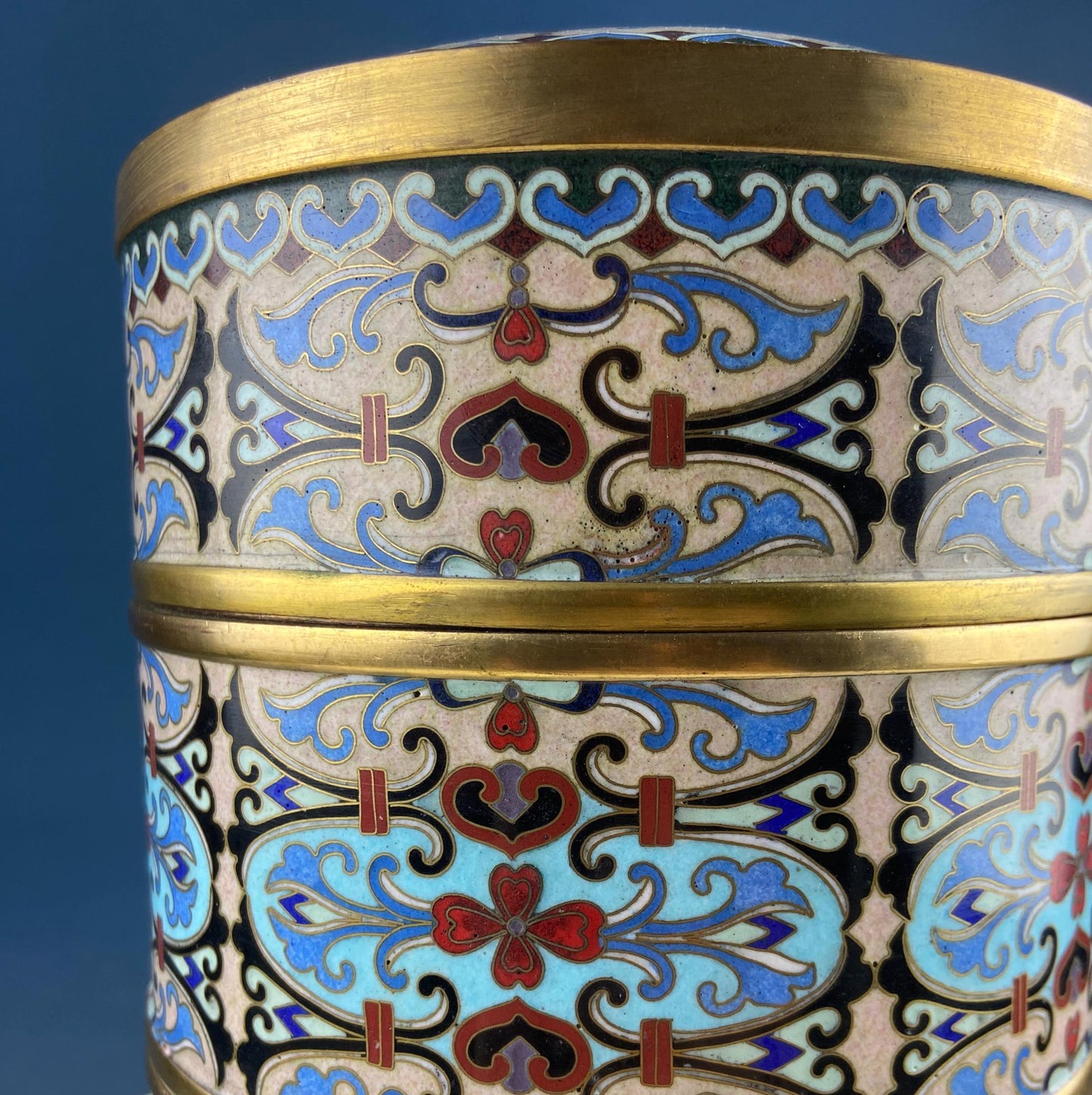 Antique Chinese Cloisonne Stackable Boxes. Set of 4 Bowls. Brass Trims. Food Carrier Trinket Storage. Ethnic Art. Asian Ethnic Home Decor. - Tampa Home & Garden Store