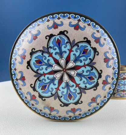 Antique Chinese Cloisonne Stackable Boxes. Set of 4 Bowls. Brass Trims. Food Carrier Trinket Storage. Ethnic Art. Asian Ethnic Home Decor. - Tampa Home & Garden Store