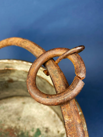 Antique Copper Cauldron. Large Hand Pounded Bucket with Wrought Iron Handle. Hand Hammered Fire Wood Scuttle. Rustic Home Decor. - Tampa Home & Garden Store