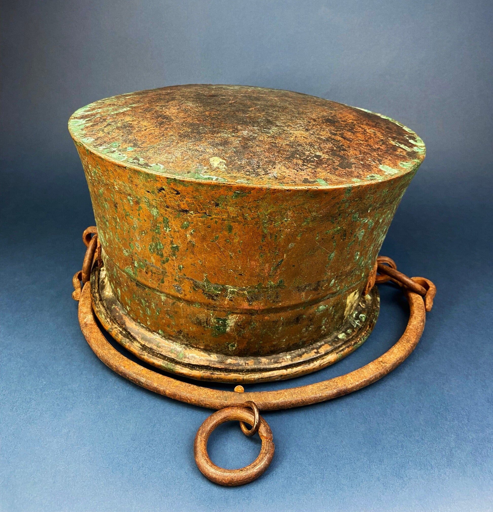 Antique Copper Cauldron. Large Hand Pounded Bucket with Wrought Iron Handle. Hand Hammered Fire Wood Scuttle. Rustic Home Decor. - Tampa Home & Garden Store