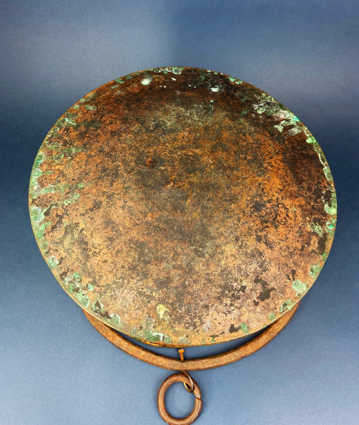 Antique Copper Cauldron. Large Hand Pounded Bucket with Wrought Iron Handle. Hand Hammered Fire Wood Scuttle. Rustic Home Decor. - Tampa Home & Garden Store
