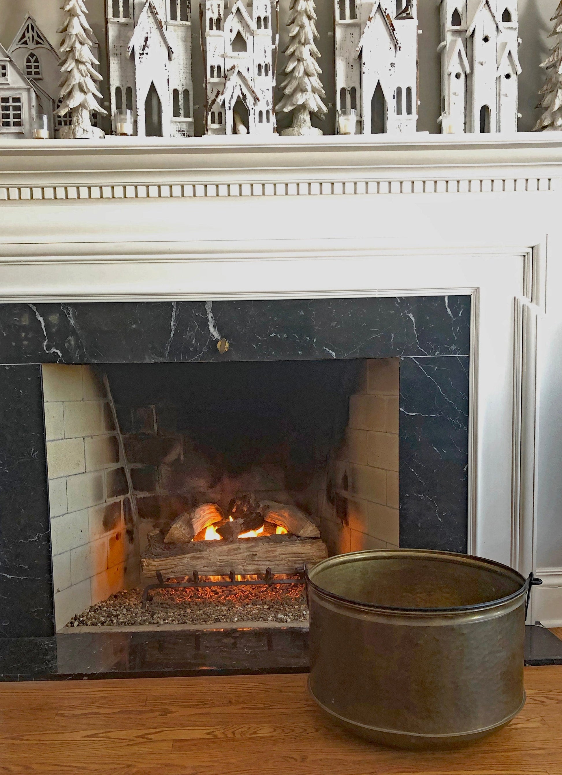 Antique Copper Cauldron with Brass Bottom & Ceramic Handles. Hand Hammered Scuttle for Firewood. Rustic Home Decor. - Tampa Home & Garden Store