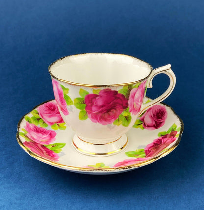 Antique Cup and Saucer By Royal Albert. Old English Rose Motif. Made in England. Fine Bone China. Collectibles. Replacements. - Tampa Home & Garden Store