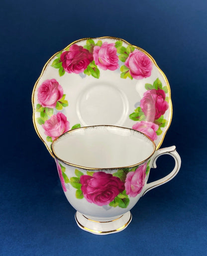 Antique Cup and Saucer By Royal Albert. Old English Rose Motif. Made in England. Fine Bone China. Collectibles. Replacements. - Tampa Home & Garden Store