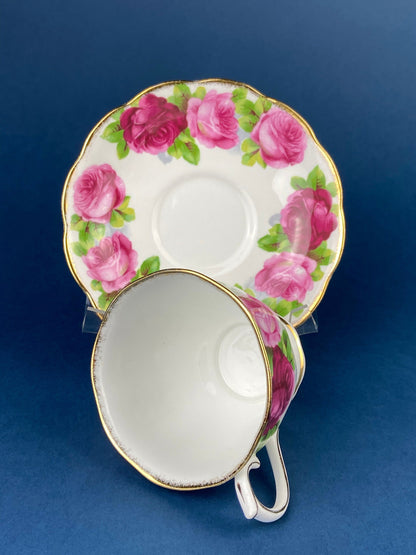 Antique Cup and Saucer By Royal Albert. Old English Rose Motif. Made in England. Fine Bone China. Collectibles. Replacements. - Tampa Home & Garden Store