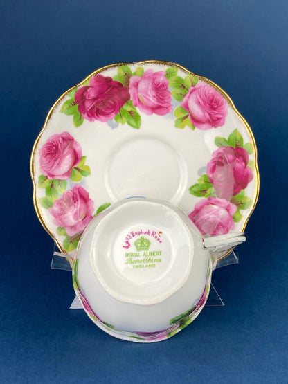 Antique Cup and Saucer By Royal Albert. Old English Rose Motif. Made in England. Fine Bone China. Collectibles. Replacements. - Tampa Home & Garden Store