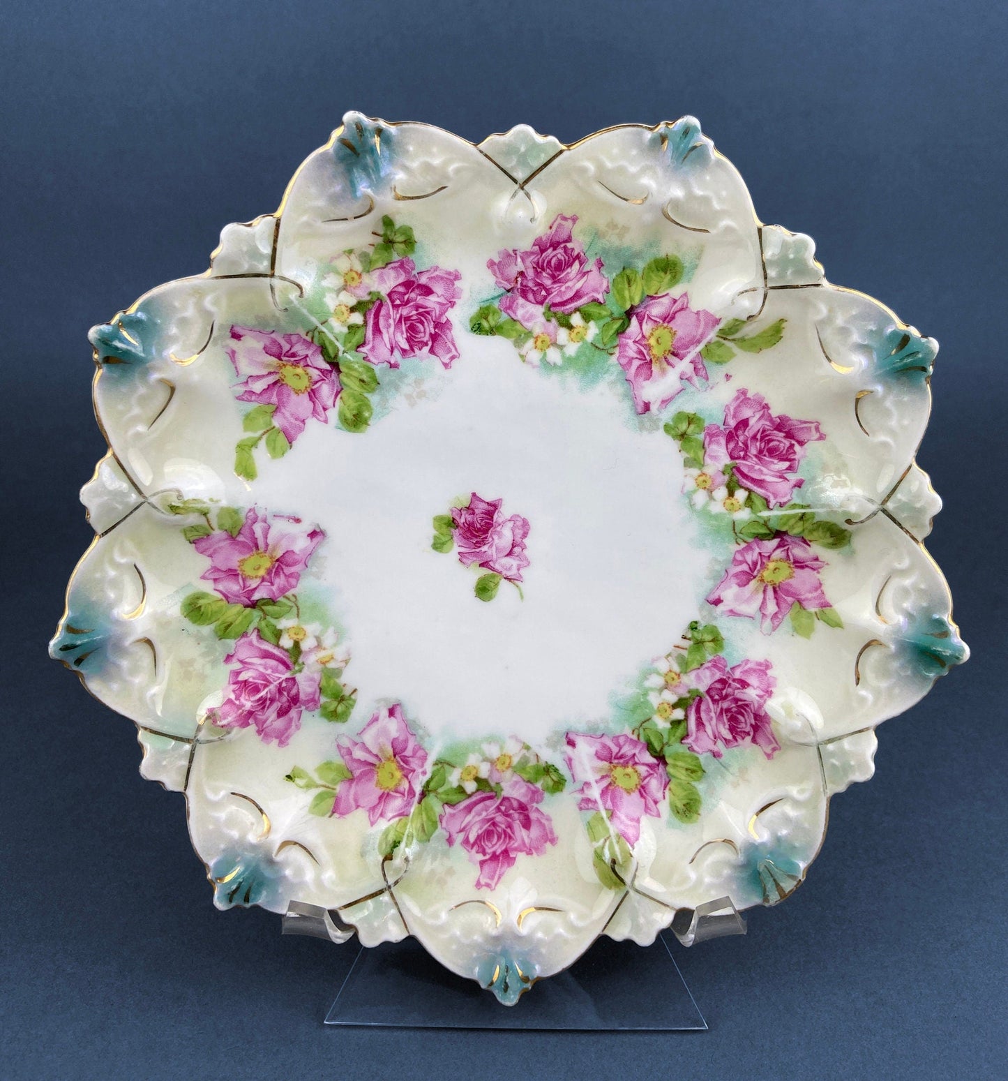 Antique Decorative Plate by Imperial Vienna. Hand Painted Collectable Serving Platter. M.Z. Austria. 1900-1909. - Tampa Home & Garden Store