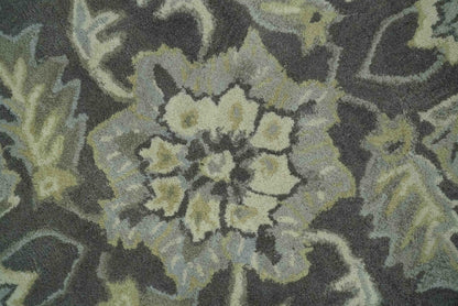 Antique Design 8x10 Charcoal and Beige Traditional Floral Hand Tufted rug - Tampa Home & Garden Store