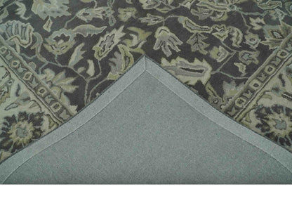 Antique Design 8x10 Charcoal and Beige Traditional Floral Hand Tufted rug - Tampa Home & Garden Store