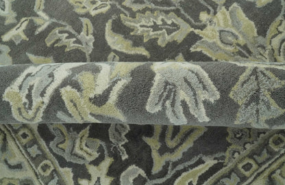Antique Design 8x10 Charcoal and Beige Traditional Floral Hand Tufted rug - Tampa Home & Garden Store