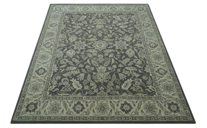 Antique Design 8x10 Charcoal and Beige Traditional Floral Hand Tufted rug - Tampa Home & Garden Store