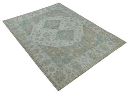 Antique Design Medallion Earthy Ivory and Camel 8x10 wool Area Rug - Tampa Home & Garden Store