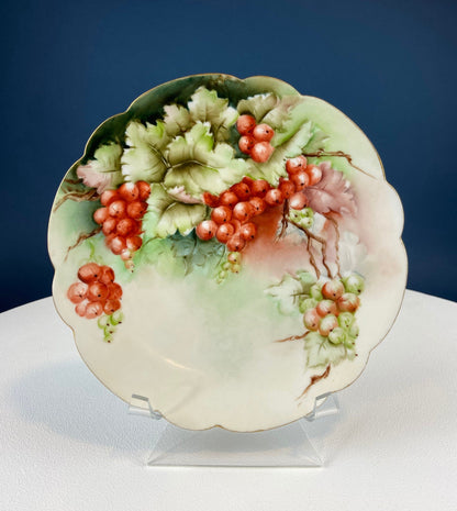 Antique Dessert Plate with Hand-Painted Strawberries. Hutschenreuther Porcelain, 1914. Modern Farmhouse, French Country. Collectible. - Tampa Home & Garden Store